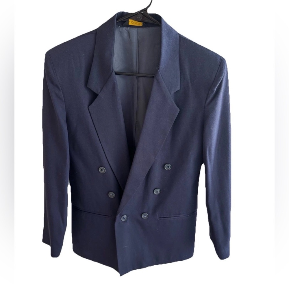 VTG! Made in USA Michael James Navy Double-Breasted Blazer.